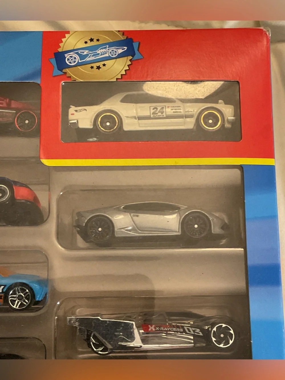 Hot Wheels Style 10-Pack Kids Toy Cars - Blue, Red, Black, White